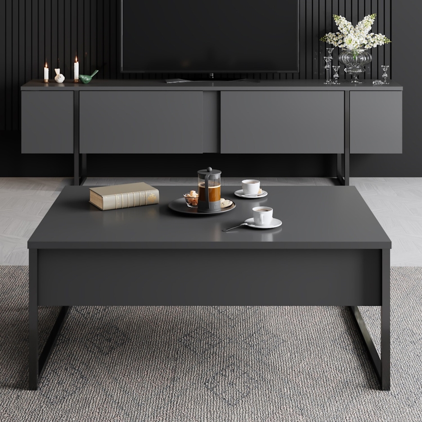 Tavolino LUXE 40x90 cm antracite/nero
