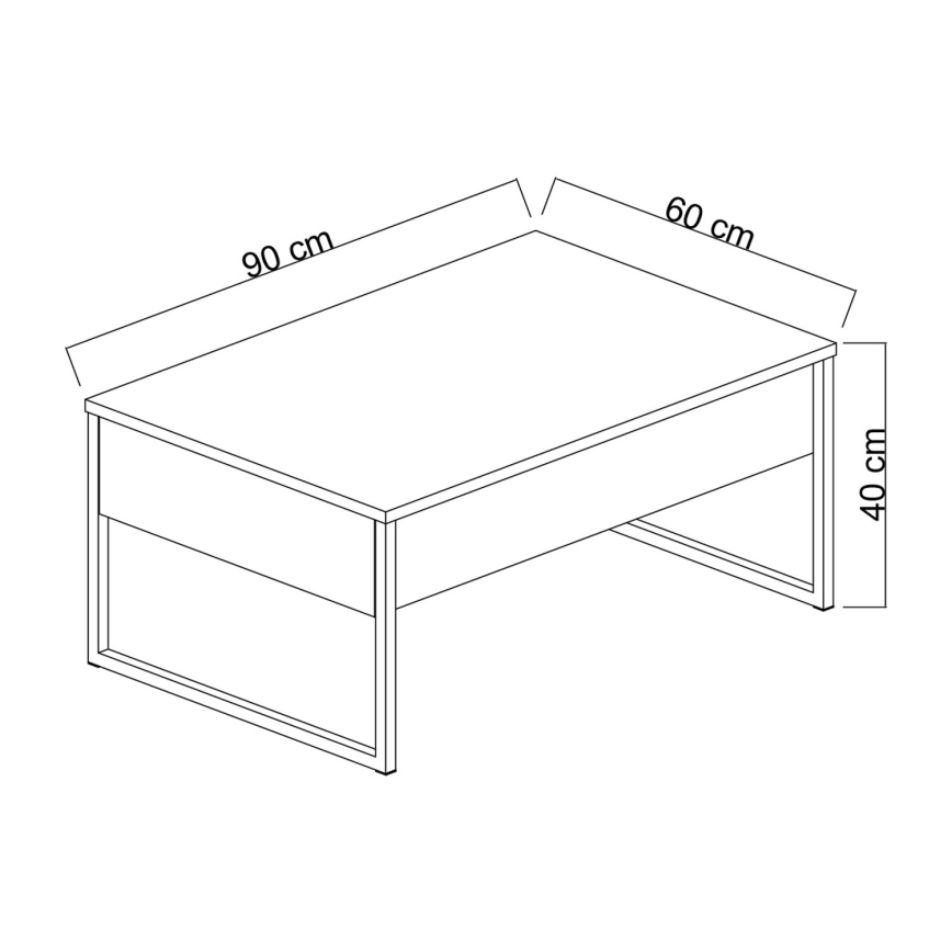 Tavolino LUXE 40x90 cm noce/nero