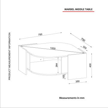 Tavolino MARBEL 40x75 cm marrone/nero