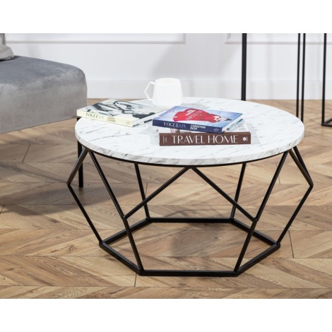 Tavolino MARMUR 40x70 cm nero/bianco