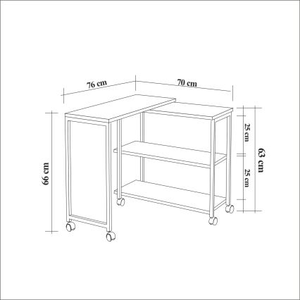 Tavolino MELIN 63x70 cm marrone/nero