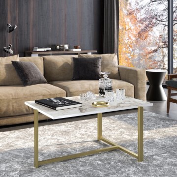 Tavolino MERIDETHS 45x92 cm oro/bianco