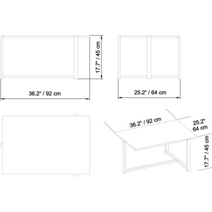 Tavolino MERIDETHS 45x92 cm oro/bianco