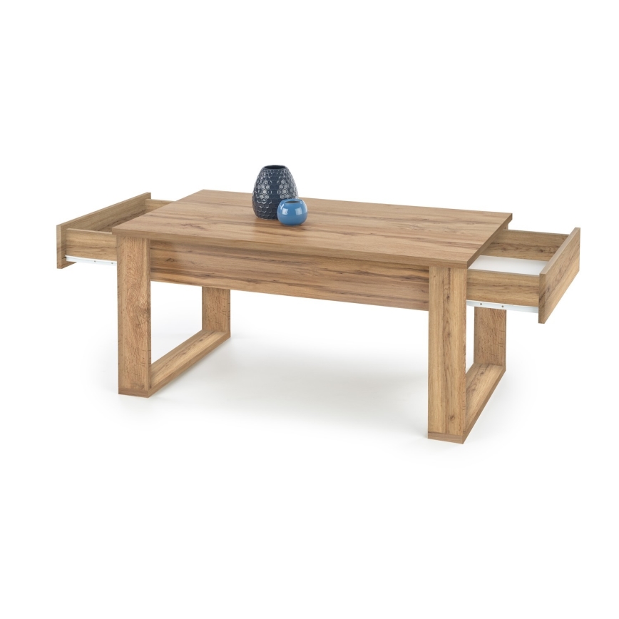 Tavolino con cassetti NEA 52x110 cm marrone/quercia wotan