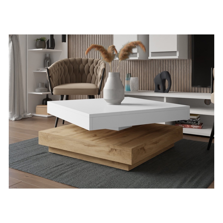 Tavolino NENANI 34x70 cm bianco/quercia wotan