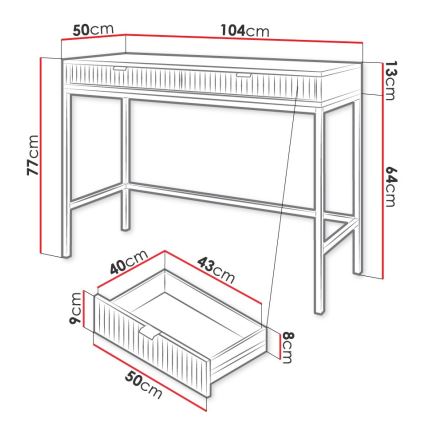 Tavolino NOVA 77x104 cm bianco/oro