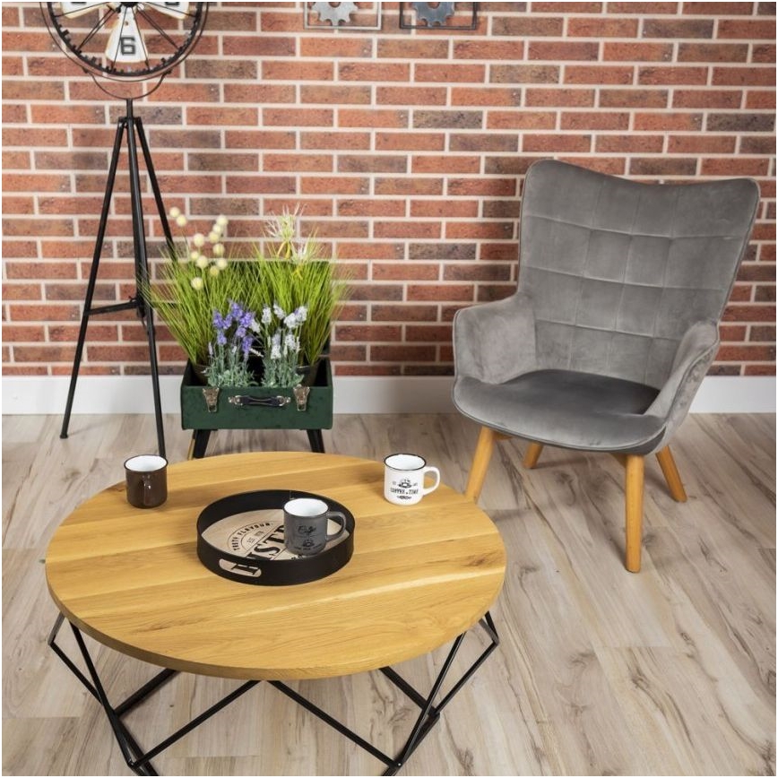 Tavolino OAKLOFT 41,5x90 cm nero/rovere