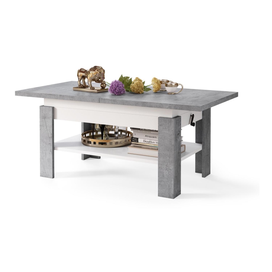 Tavolino pieghevole con piano sollevabile ROY grigio/bianco