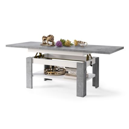 Tavolino pieghevole con piano sollevabile ROY grigio/bianco