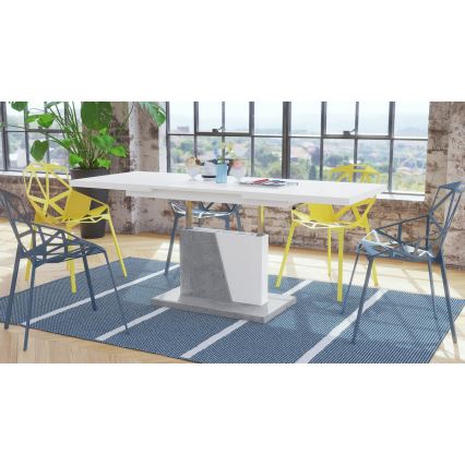 Tavolino pieghevole da caffè/pranzo con piano sollevabile NINO bianco/grigio calcestruzzo