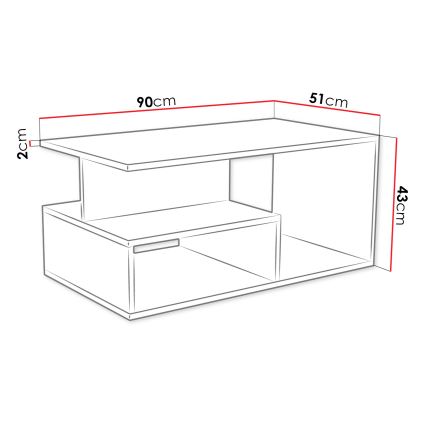 Tavolino PRIMA 43x90 cm bianco