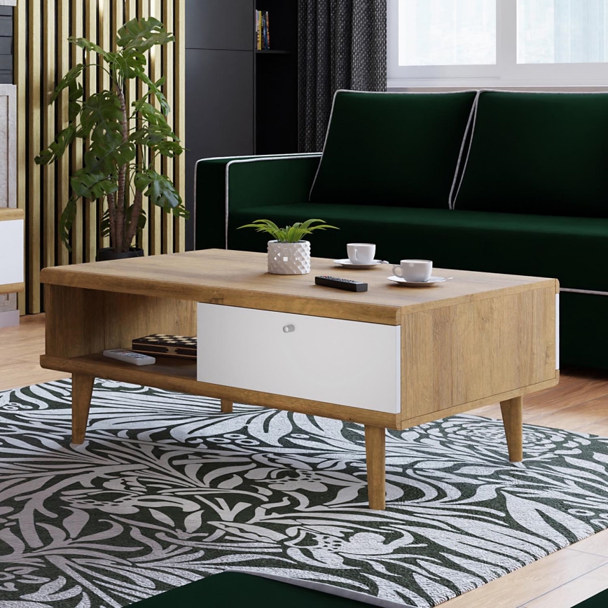 Tavolino PRIMO 46x107 cm marrone/bianco