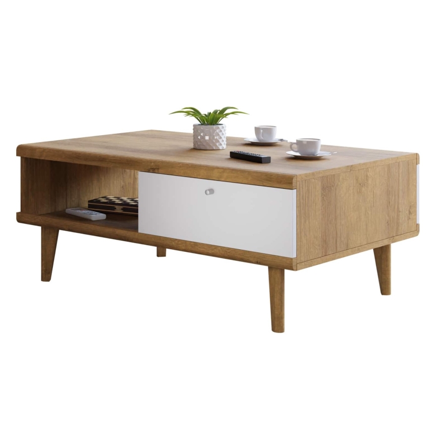 Tavolino PRIMO 46x107 cm marrone/bianco