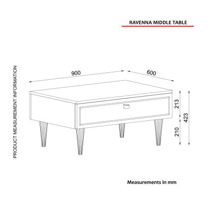 Tavolino RAVENNA 60x90 cm bianco