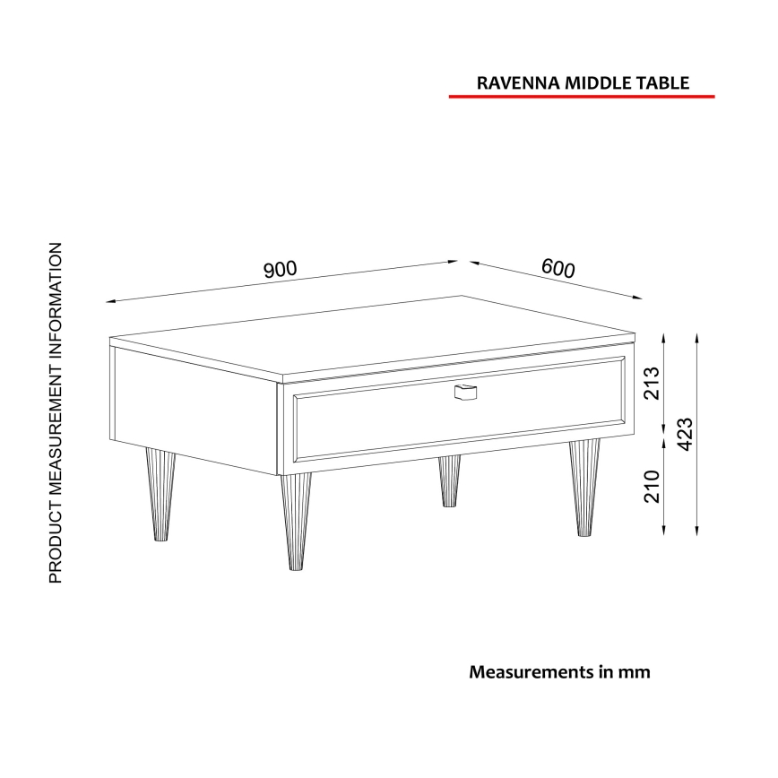 Tavolino RAVENNA 60x90 cm bianco