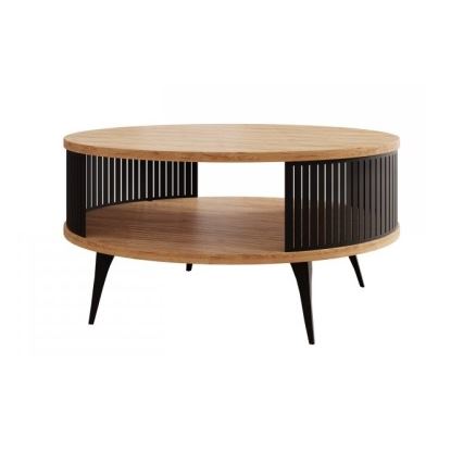 Tavolino ROENNI 44x75 cm nero/oro quercia