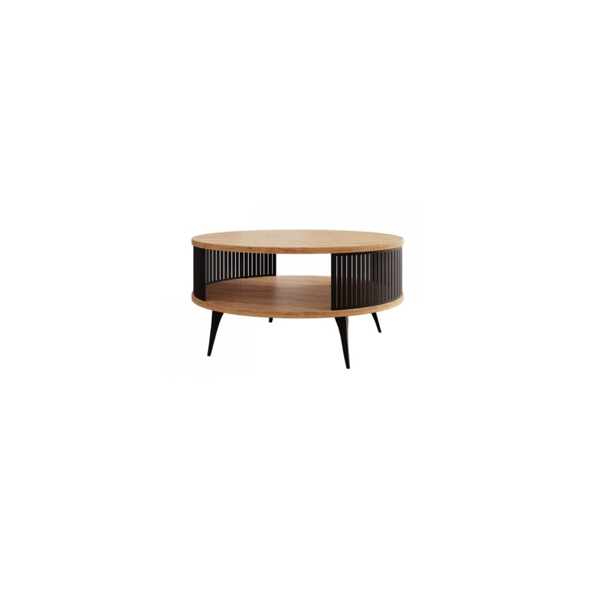 Tavolino ROENNI 44x75 cm nero/oro quercia