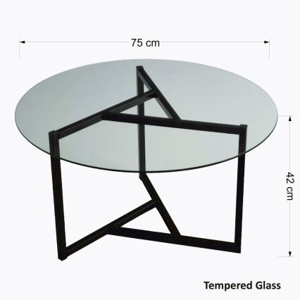 Tavolino TRIO 42x75 cm trasparente/nero