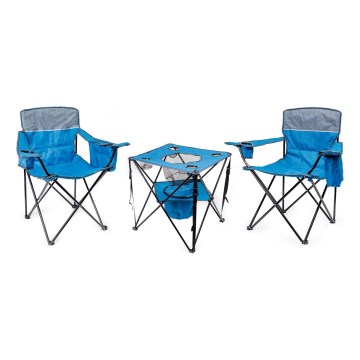 Tavolo da campeggio pieghevole + 2x sedia blu