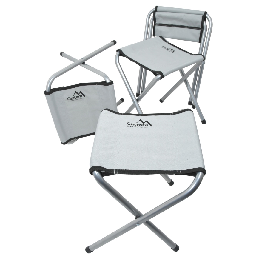 Tavolo da campeggio pieghevole + 4x sedia bianco/cromo opaco