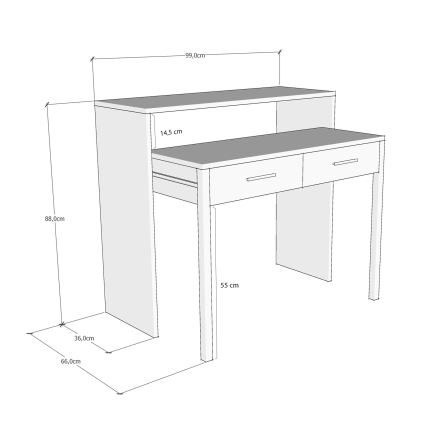 Tavolo da lavoro 88x99 cm bianco/beige