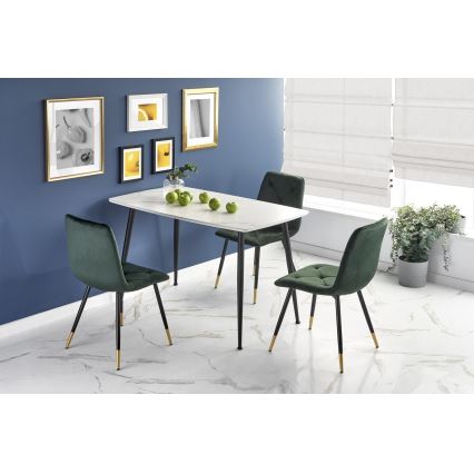 Tavolo da pranzo ALARA, finitura effetto marmo bianco/nero