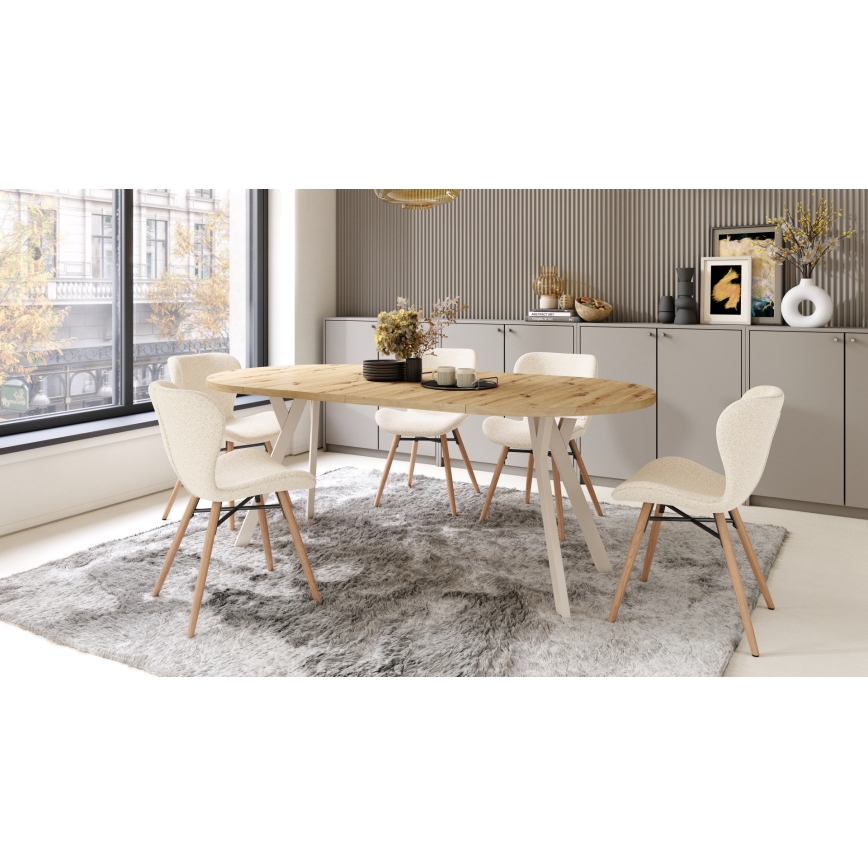 Tavolo da pranzo allungabile ARTUR rovere artisan/beige