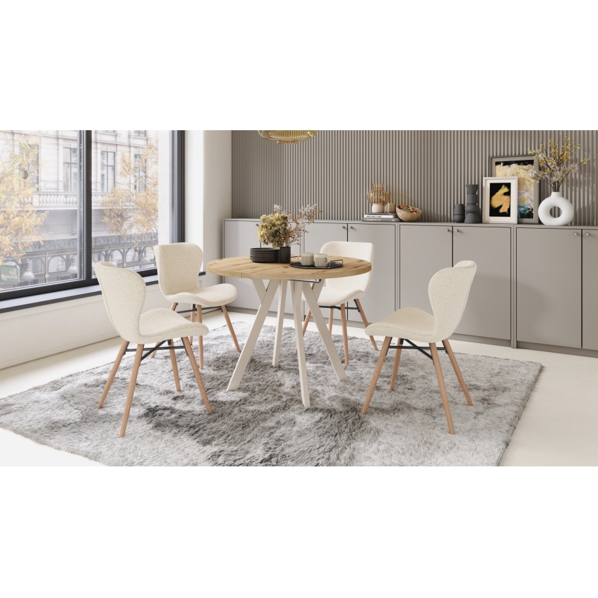Tavolo da pranzo allungabile ARTUR rovere artisan/beige