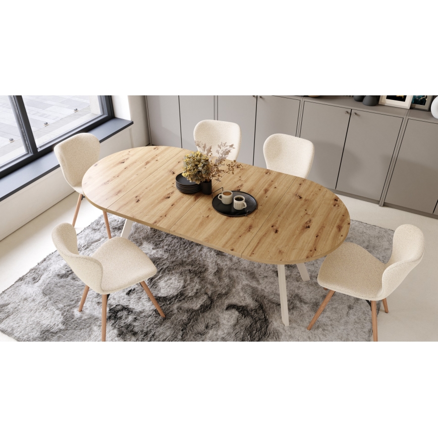 Tavolo da pranzo allungabile ARTUR rovere artisan/beige