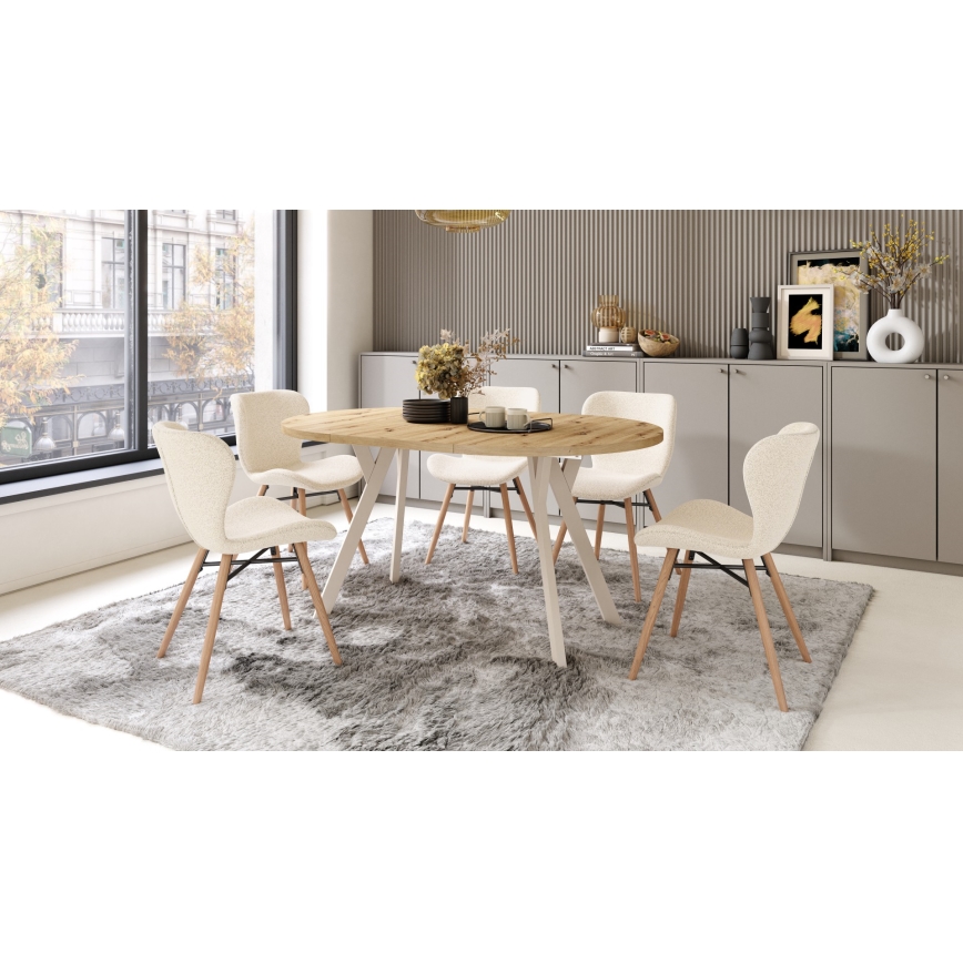 Tavolo da pranzo allungabile ARTUR rovere artisan/beige