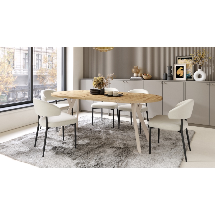 Tavolo da pranzo allungabile ARTUR rovere artisan/beige
