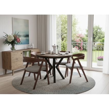 Tavolo da pranzo allungabile CONVI 100/140x73 cm rovere Lefkas/nero