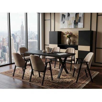 Tavolo da pranzo allungabile DOMO 150/190x80 cm nero