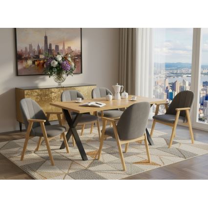 Tavolo da pranzo allungabile DOMO 150/190x80 cm rovere craft/nero