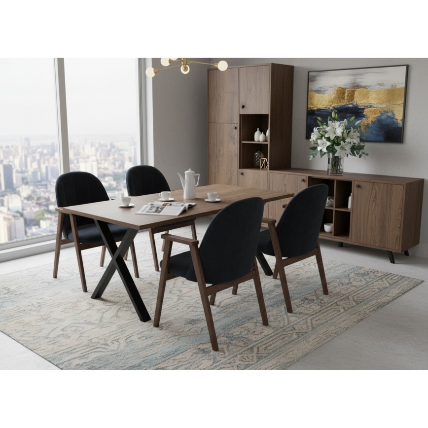 Tavolo da pranzo allungabile DOMO 150/190x80 cm rovere Lefkas/nero