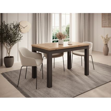 Tavolo da pranzo allungabile DOO 120/160x75 cm rovere artisan/nero