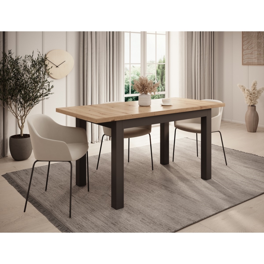 Tavolo da pranzo allungabile DOO rovere artisan/nero