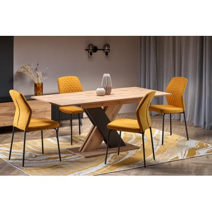 Tavolo da pranzo allungabile DROM 130/175x85 cm rovere wotan/nero
