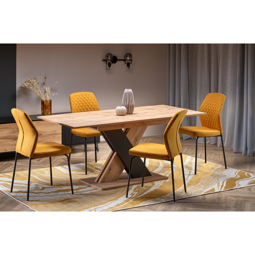 Tavolo da pranzo allungabile DROM 130/175x85 cm rovere wotan/nero