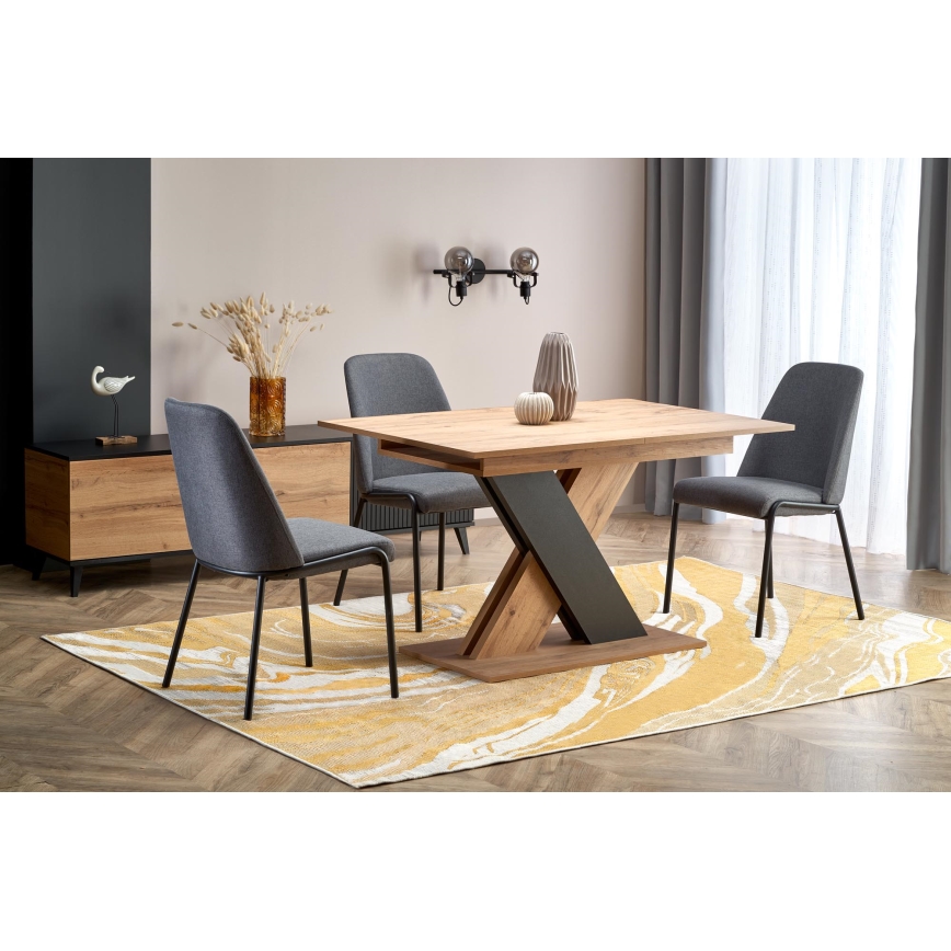 Tavolo da pranzo allungabile DROM 130/175x85 cm rovere wotan/nero