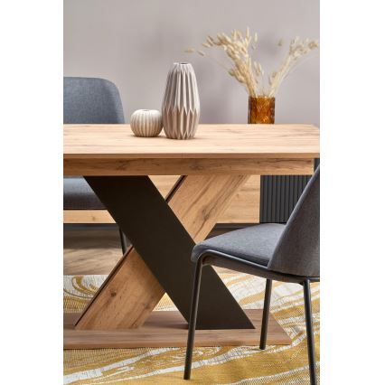 Tavolo da pranzo allungabile DROM 130/175x85 cm rovere wotan/nero