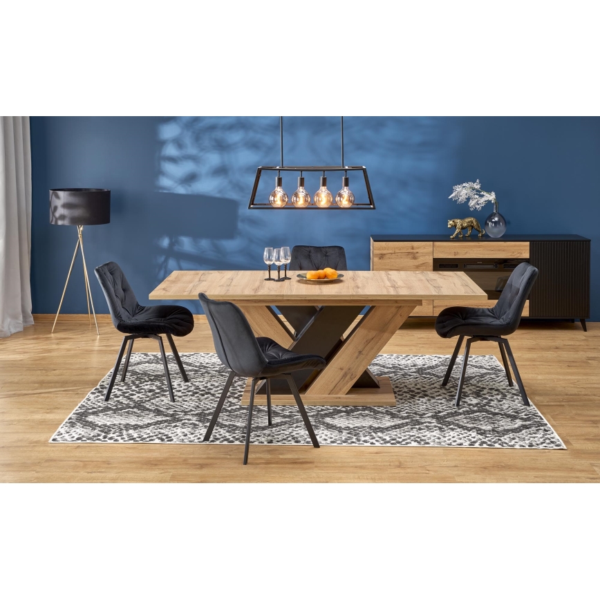 Tavolo da pranzo allungabile DROM 160/200x90 cm rovere wotan/nero