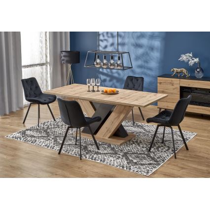 Tavolo da pranzo allungabile DROM 160/200x90 cm rovere wotan/nero