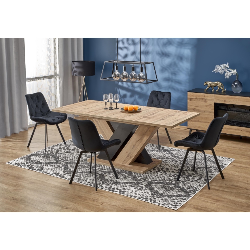Tavolo da pranzo allungabile DROM 160/200x90 cm rovere wotan/nero