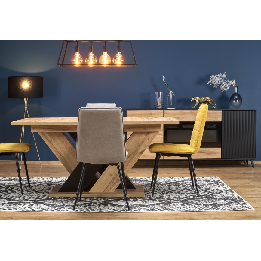 Tavolo da pranzo allungabile DROM 160/200x90 cm rovere wotan/nero
