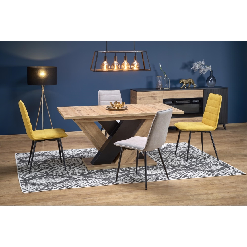 Tavolo da pranzo allungabile DROM 160/200x90 cm rovere wotan/nero