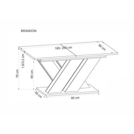 Tavolo da pranzo allungabile DROM 160/200x90 cm rovere wotan/nero