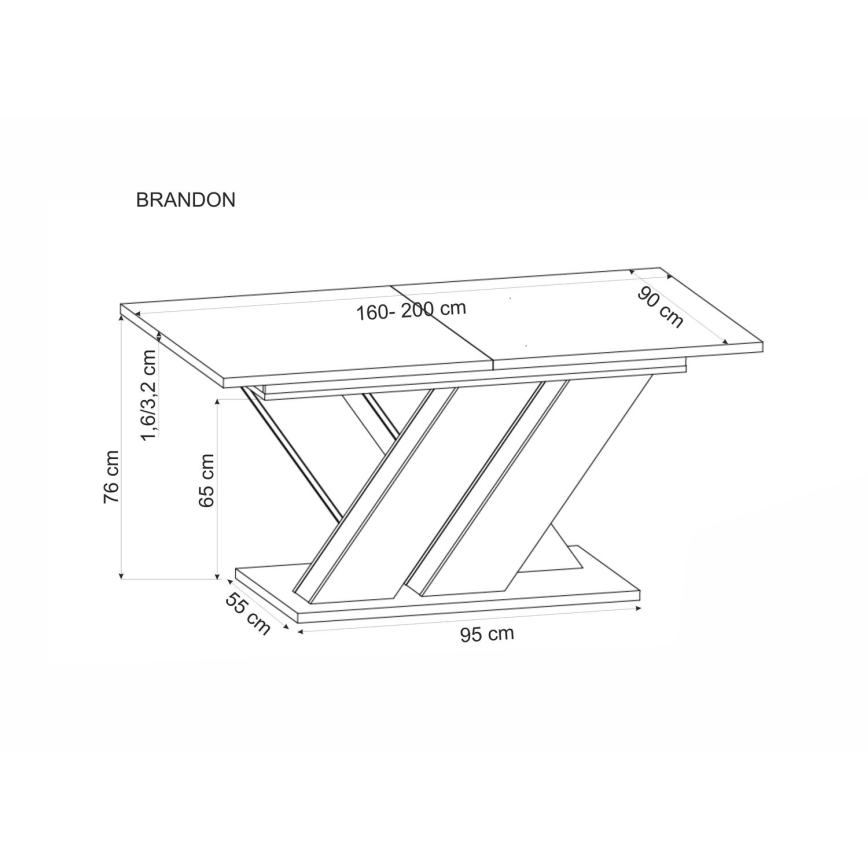 Tavolo da pranzo allungabile DROM 160/200x90 cm rovere wotan/nero