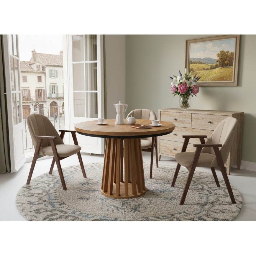 Tavolo da pranzo allungabile NEXUS 100/140x77 cm rovere lefkas/nero