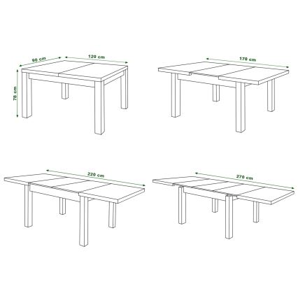Tavolo da pranzo allungabile per 12 persone RALF 120/270x90 cm bianco